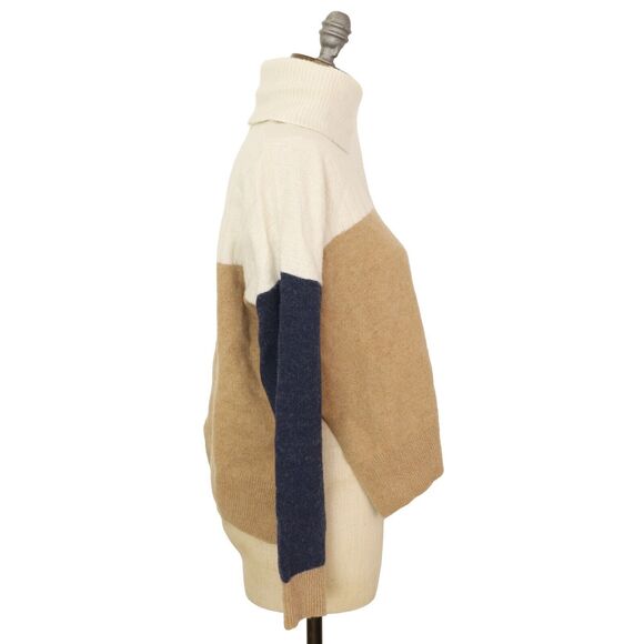 MADEWELL Hickory Turtleneck Sweater S Colorblock Wool Blend Long Sleeve EUC B87 - Picture 3 of 6